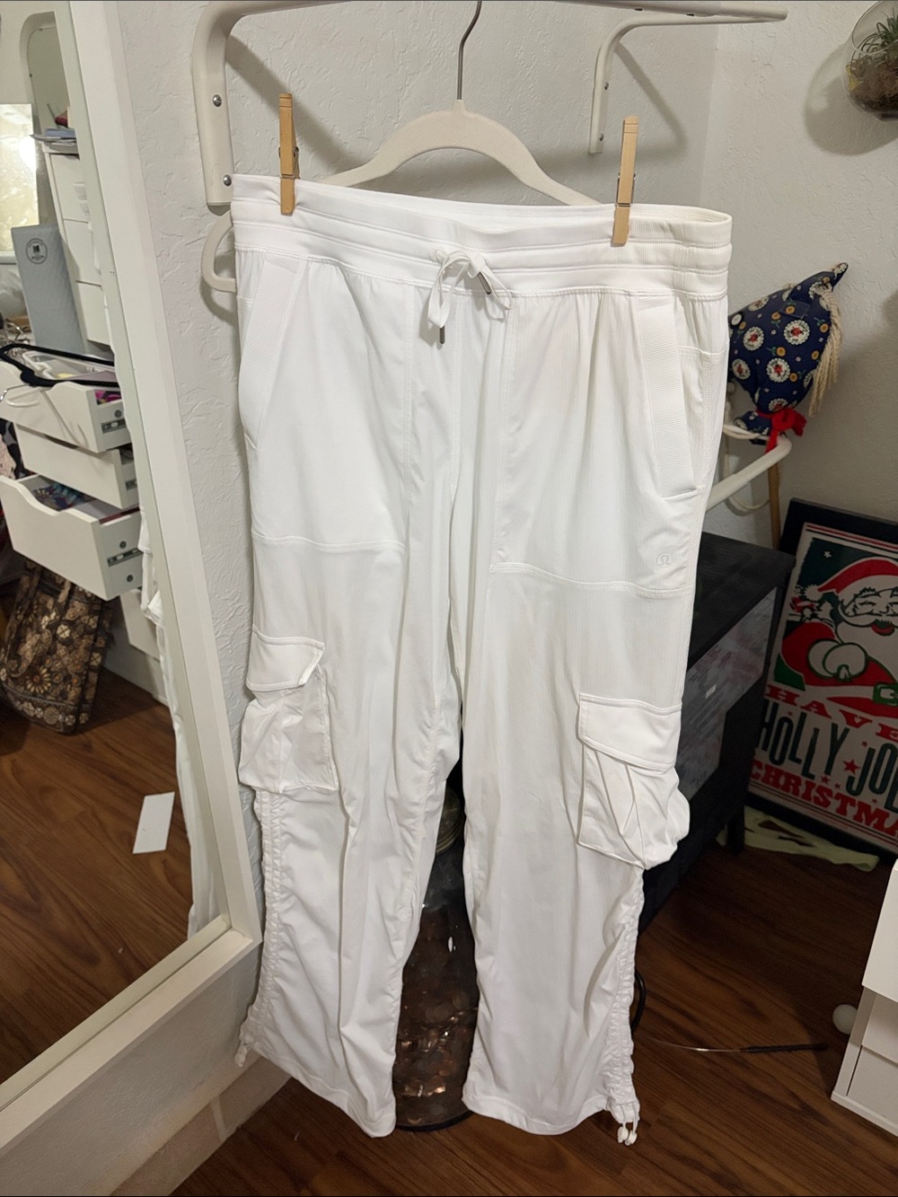 Lululemon White Cargo Jogger Pants - Drawstring Waist